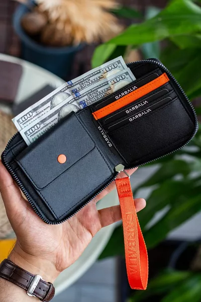 Nora Ръчна дръжка с цип Оранжев цвят Coin Eyes Дамски портфейл