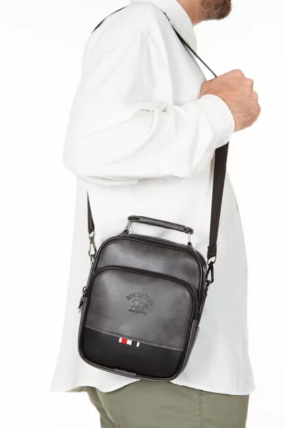 Adelina Grey Crazy Lederen Hand- En Schoudertas En Kaarthouder Set Met Mechanisme