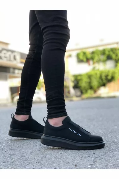 الرجال الأسود عالية النعل عارضة أحذية سميكة مزدوجة حزام دائم الجلود المضادة للرائحة حذاء رياضي