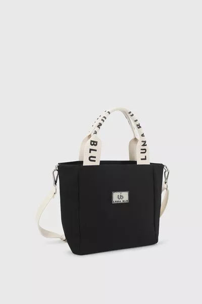 Mini borsa tote in tessuto di tela da donna