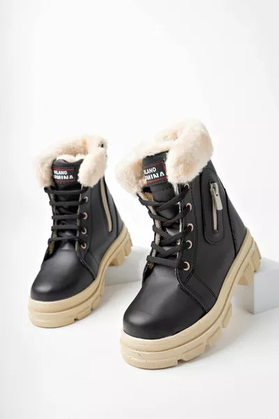 الفراء مفصلة أحذية الفتيات مقاومة البرد