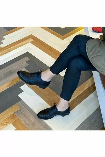 أحذية نسائية أصلية من الجلد الناعم على الطراز الذكوري من الداخل والخارج