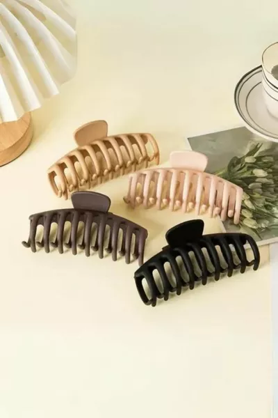 طقم مشبك مزلاج XL بني وأسود 8 قطع