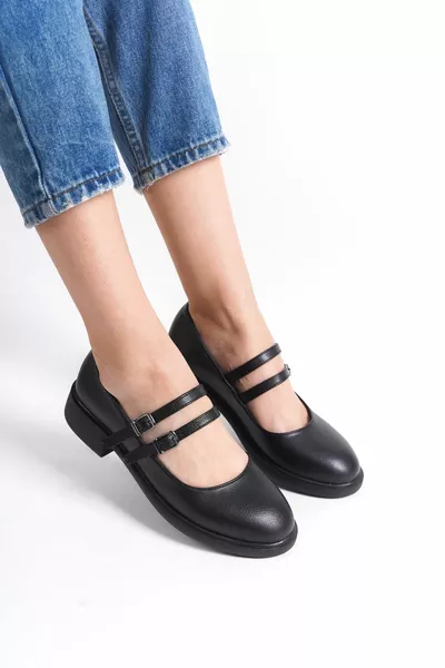 Women's Black Mary Jane Flat Sole Casual Shoes