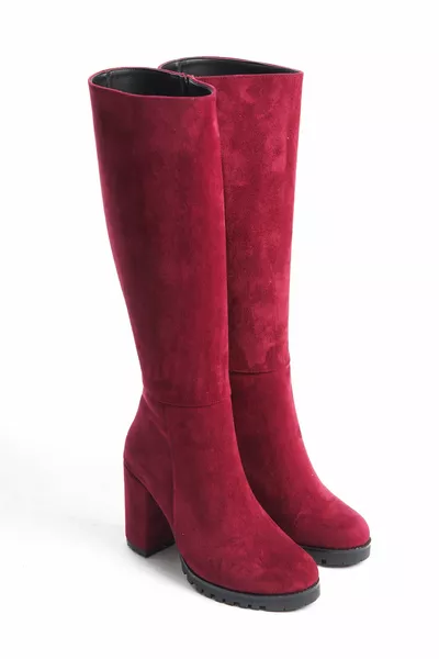 Unal Özer حذاء نسائي من جلد الغزال العنابي 