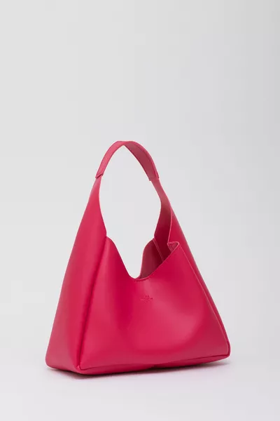 Fuchsia  فو الجلود سستة ماكياج حقيبة مع إغلاق المفاجئة حقيبة اليد والكتف E:  L: W:  سم