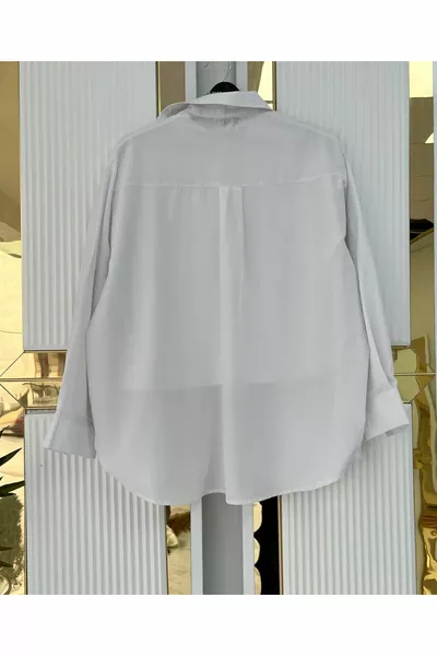 قميص نسائي كبير الحجم بأكمام بالون