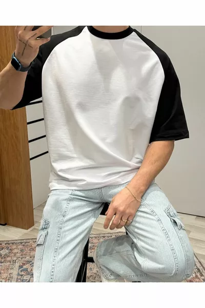 كبير الحجم للرجال الرقبة المستديرة راغلان تي شيرت