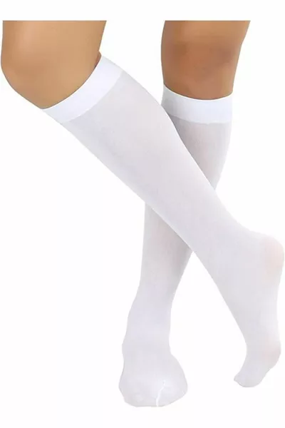 نسائي عادي قطن أبيض قطن جوارب للركبة - جوارب بنمط