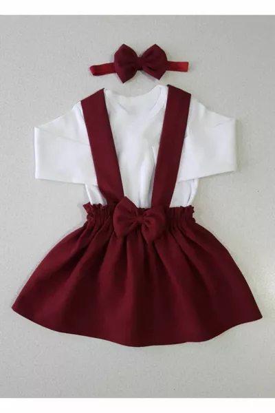 Borgogna Crepe Abito Bandana Manica Lunga Badi