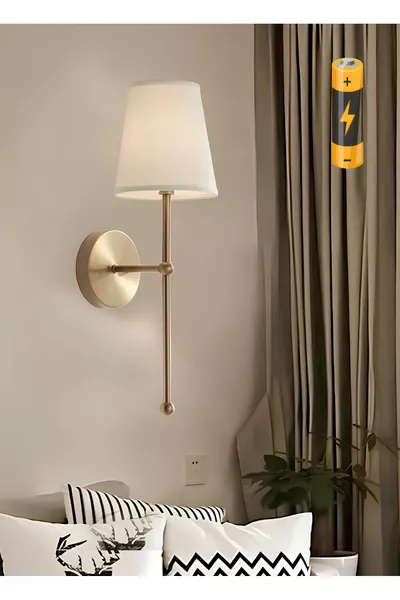 Modern Design 1 Stuk LED Batterij Wandlamp Plug & Play Verouderd Goud Geel Crème Lampenkap Daglicht Batterij