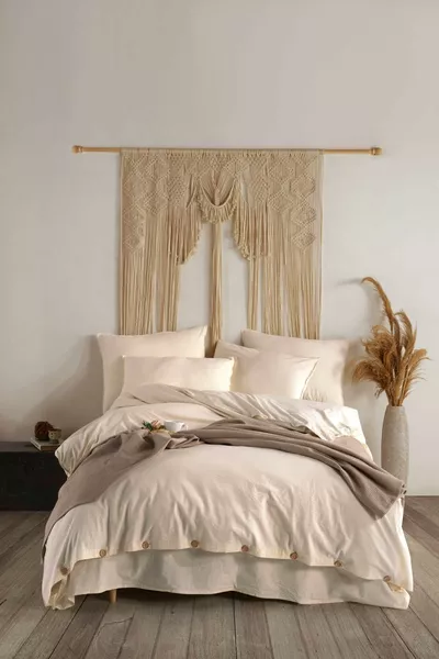 Set di biancheria da letto matrimoniale lavabile % cotone naturale *