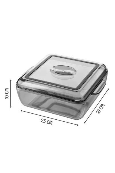 Acrylic 2-Piece Acrylic Square Storage Container - Food Storage Container 2 Liter 2 Pieces Gray