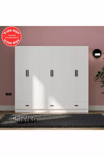 Armadio con 3 cassetti e 6 ante İnci in MDF