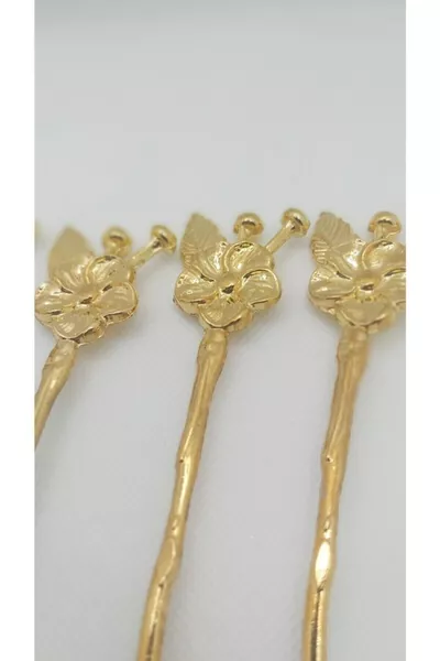 Комплект от 4 японски розови златни чаени лъжици, подарък за кафе и закуска, кухненски принадлежности