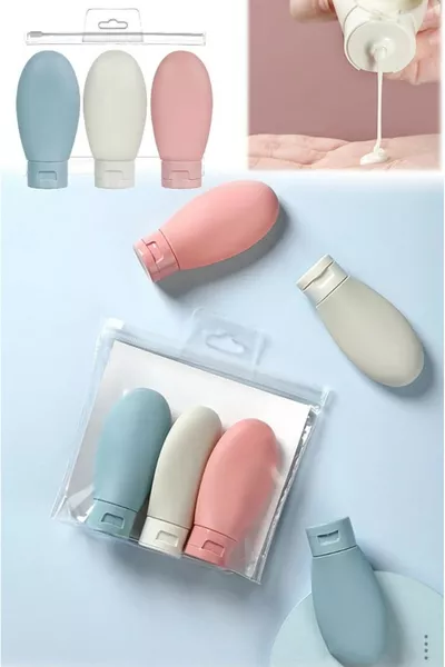 3 броя презареждащи се бутилки, преносимо собствено шампоан и душ гел, скандинавски стил, за пътуване