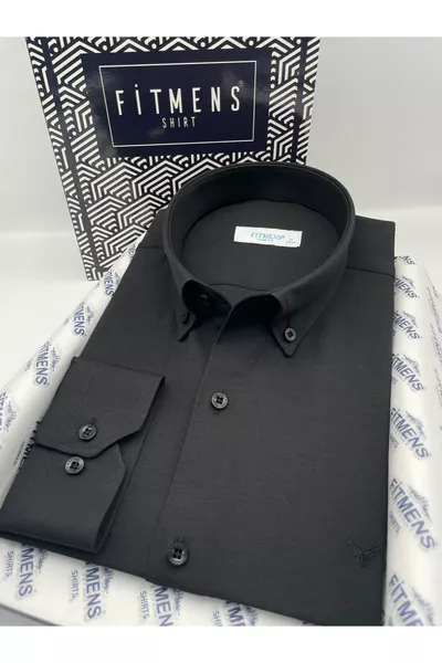 Мужская рубашка с длинным рукавом, облегающего кроя, из хлопка, легко гладится, в подарочной коробке 