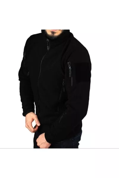 Giacca Polare Militare Tattica da Uomo Nera con 4 Tasche