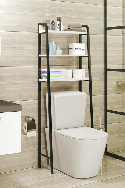 Mensola per WC dietro il water, scaffale sopra il water e organizzatore, porta asciugamani, organizzatore da bagno