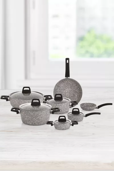 MasterCook Family 4-Piece Granite Pot Set Gray