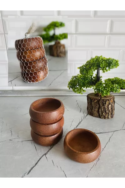 Дървена 4-частна кръгла купичка за ядки от естествен бук за сервиране