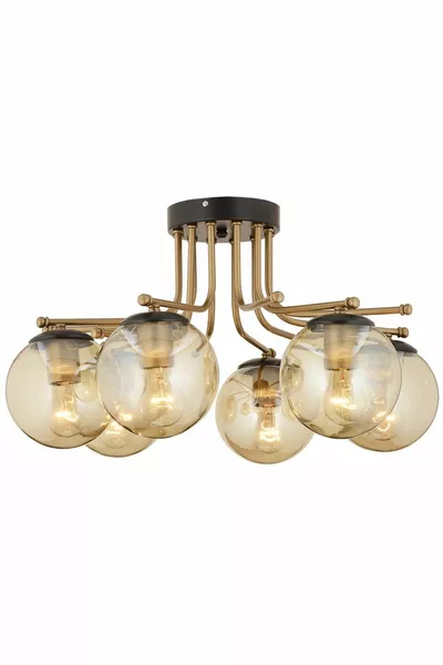 ثريا غرفة نوم عصرية للشباب مع زجاج عسل أسود قديم 6 مصابيح