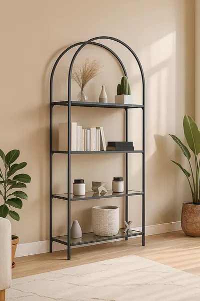 - Mona Zwarte Boekenkast Decoratieve Accessoire Plank Keukenplank Fumé Glas