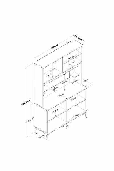 خزانة راني متعددة الاستخدامات 8 أبواب لمخزن المطبخ سلة جوز - أبيض