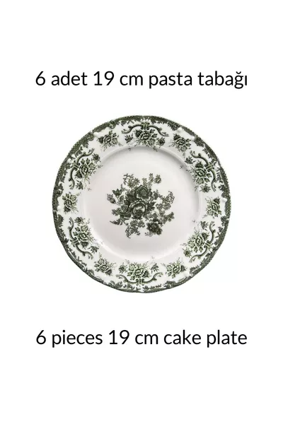 Antique Green 6-Person  cm Custom Design Premium Porcelain Cake Plate Set