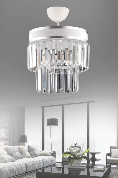 Несйл Текли Бяла Двуетажна Кристална Модерна Полилей