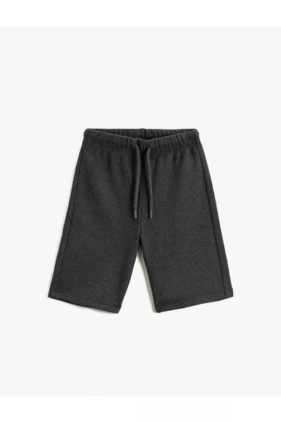 Textured Tie-Waist Basic Shorts