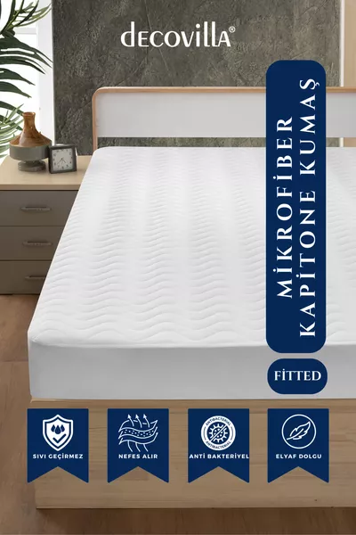 Mikro-Steppfutter Enganliegende Vollrand Wasserdichter Matratzenschoner Spannbettlaken Weiß