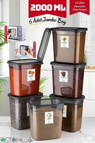 6 Stuks Jumbo Formaat Rechthoekige Bewaardozen Ml Antraciet