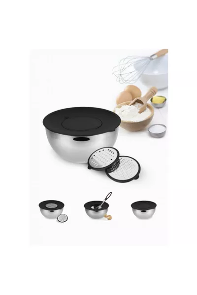 Contenitore Multiuso Nero 3 in 1 per Mescolare e Conservare Demre