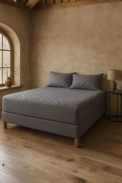 Bettauflage Baumwollsteppung Fitted Full Kante Flüssigkeitsundurchlässiger Matratzenschoner Grau
