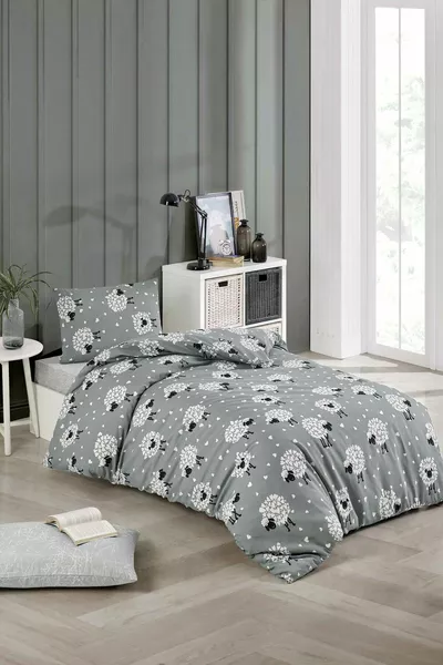 Kuzulu Tek Çarşafı Lastikli Kişilik Nevresim Takımı