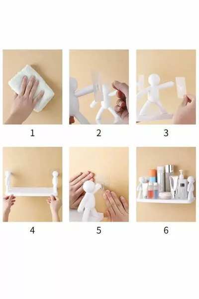 Schattige Menselijke Motief Badkamer Keuken Kantoor Kruidenrek Zelfklevend Poppenrek