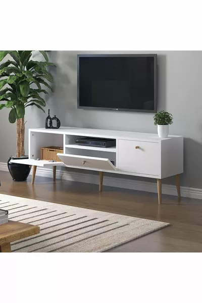 Beyza Wooden Leg  Cm White TV Stand
