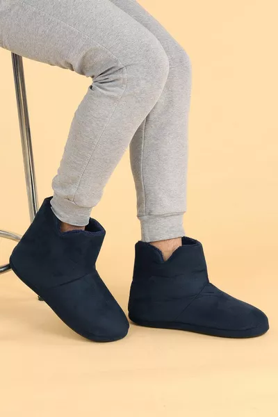 Rdp Suede Winter Pantduf أحذية منزلية رجالية أزرق كحلي