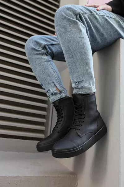  Orthopedische Zool Met Veters Water- en Koudebestendige Casual Winter Heren Sportlaarzen ST Zwart