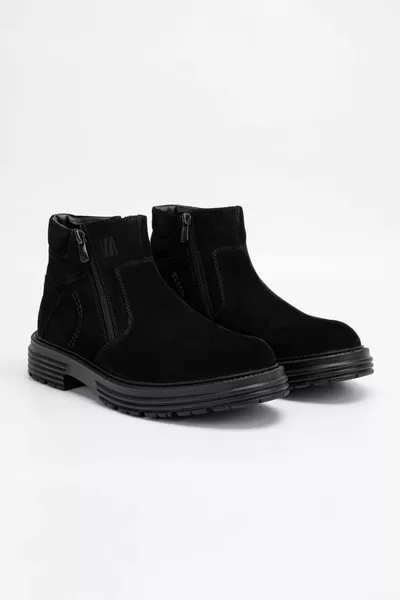 Men's Black Suede Genuine Leather Casual Boots