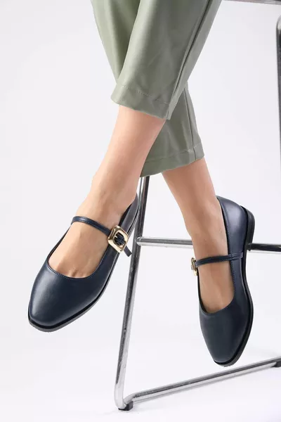 Camille Ballerine da donna blu navy con fibbia laterale