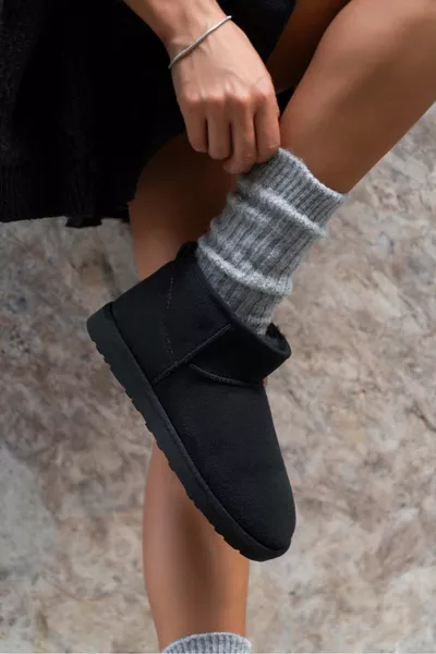 المرأة الداخلية الفراء عارضة الأحذية Pasep تان من جلد الغزال أحذية الشتاء