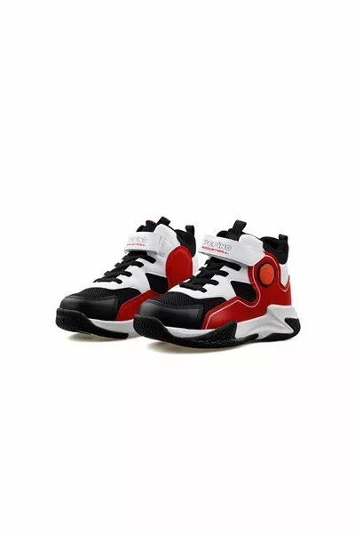   Black White Red Kids Basketball Shoes -BLACK-WHITE-RED Color