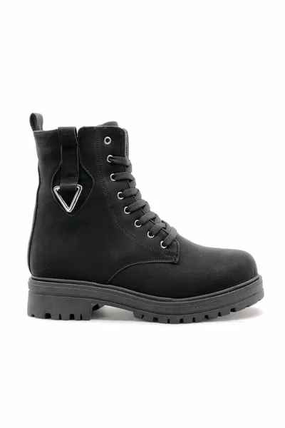 Short Women's Postal Boots with Buckle BLACK