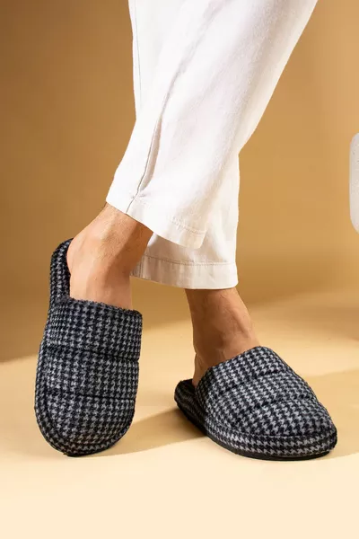 Men's Grey Square House Slippers Guest Slippers Dowry Bundle Groom's Slippers