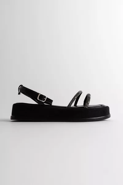 صندل نسائي بكعب مبطن وأحجار جليتر