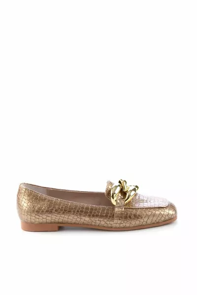 Gold Croco Loafer Schoenen voor dames 