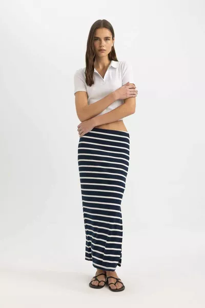 Striped Regular Waist Corduroy Camisole Midi Skirt hs