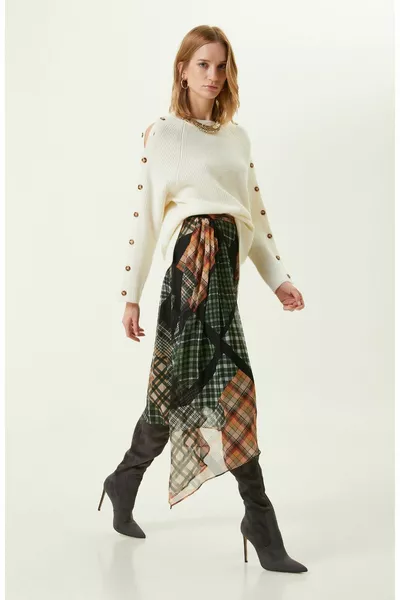 Зелена шифонова миди пола